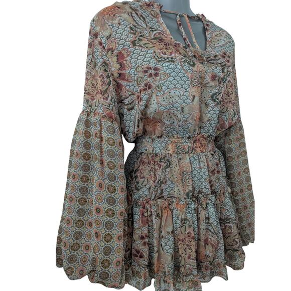 MISA Los Angeles Sz XS Floral Ruffle Flounce Mini Dress - Picture 3 of 9